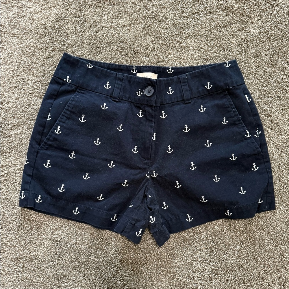 LOFT Navy Anchor Pattern Women's Shorts